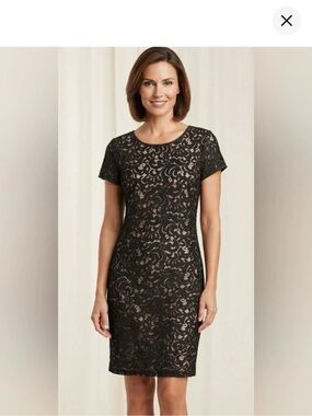 LOFT Black Lace Tie-Back Shift Dress Mini size 10 Large
